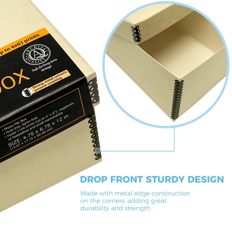 Lineco Photo Card Box, Museum-Quality Archival Storage, Acid-Free with Removable Lid, Bulk Storage for Negatives, Prints, Films, Photos, 4x6x12 Inches, Tan - Image 4